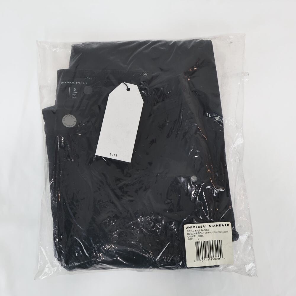 Universal Standard Flare Sava High Rise Jeans Black Size 0 NWT - Picture 2 of 5
